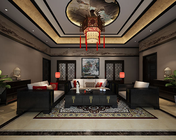 北京123平米三室兩廳中式裝修樣板間