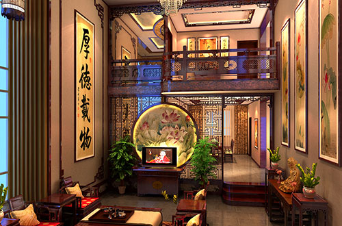 青島翰墨書香的中式別墅裝修設計的雅意人家