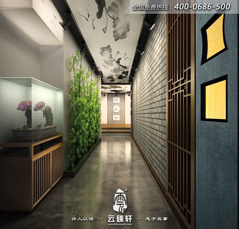 新中式瑜伽館走廊設計圖片