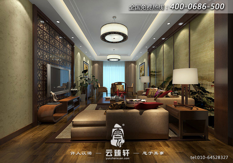 中式客廳樣板房裝修效果圖