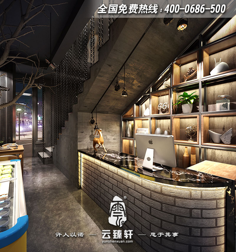 簡約中式餐廳吧臺設計效果圖