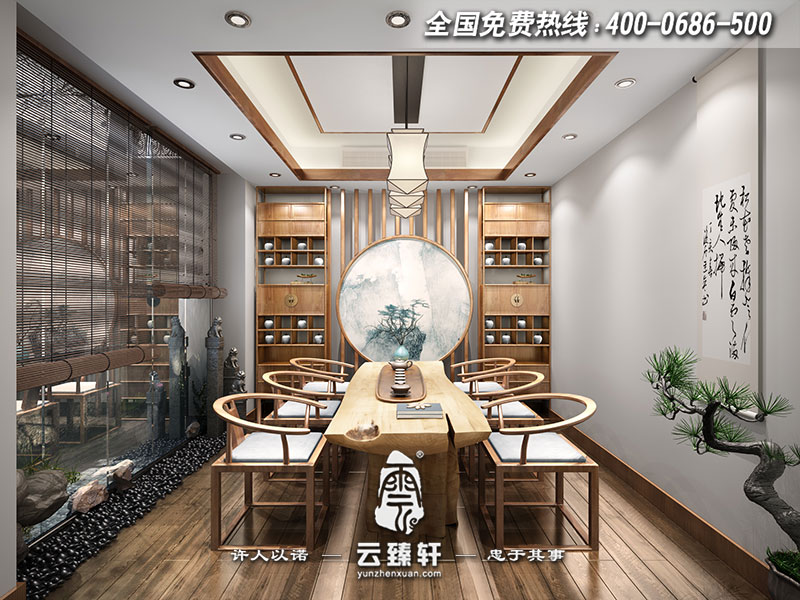 南京中式別墅茶室設計效果圖