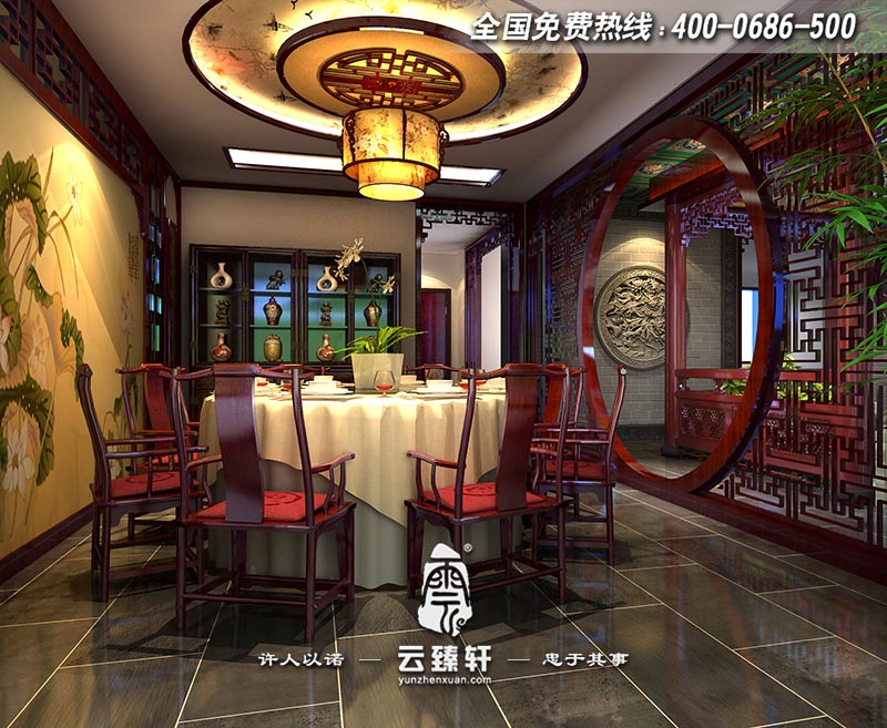 中式會所餐廳設計效果圖