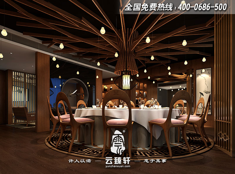 中式風雅會所餐廳包間設計效果圖