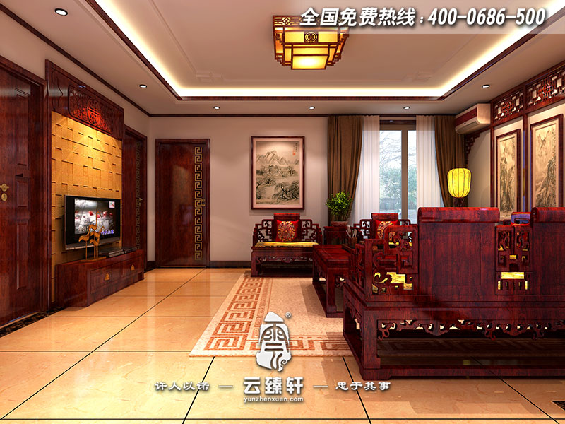 中式客廳門廳設計效果圖