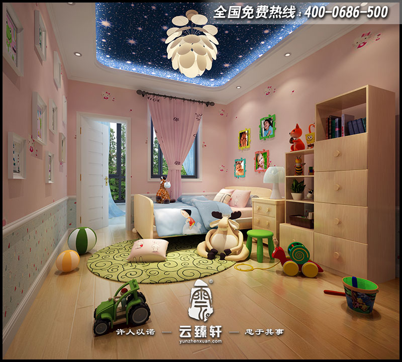 新中式女兒房的設計效果圖
