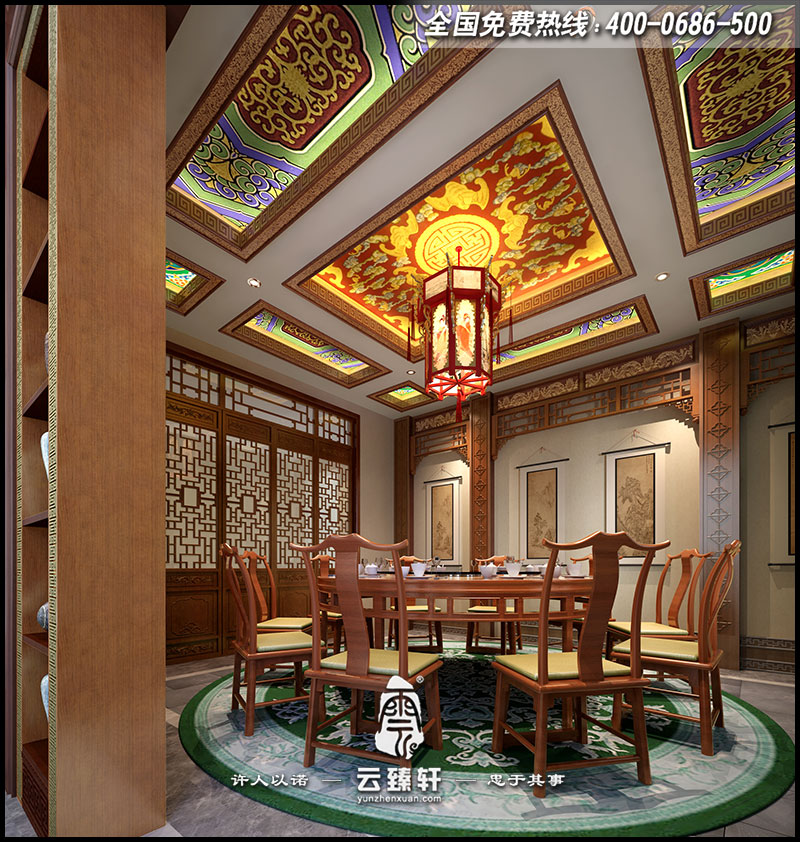 古典別墅中式餐廳的裝修設計圖片