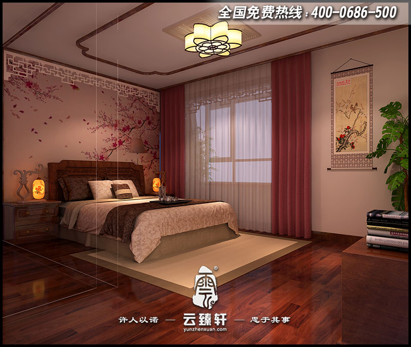中式設計臥室效果圖