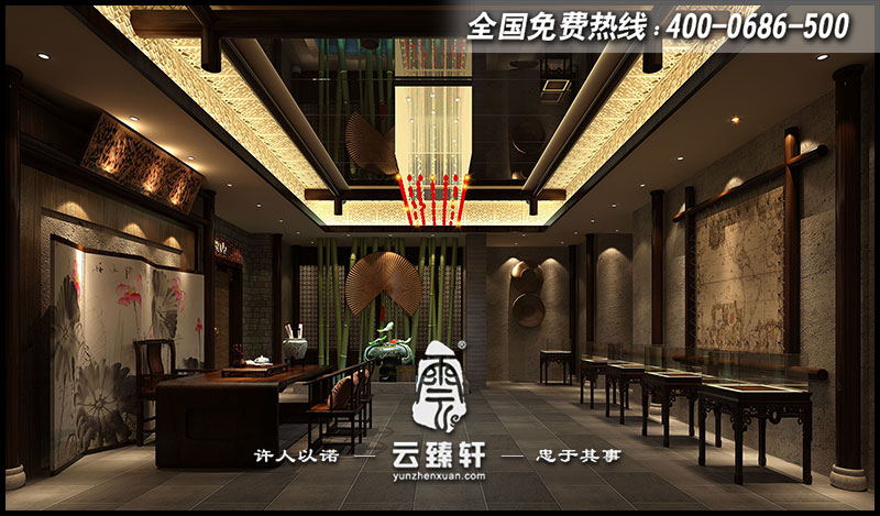 中式餐館大堂設計效果圖